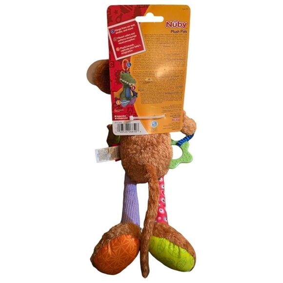 Nuby Plush Pals Cuddle & Play Monkey Toy Baby Infants NWT Teether Clip - Picture 2 of 2